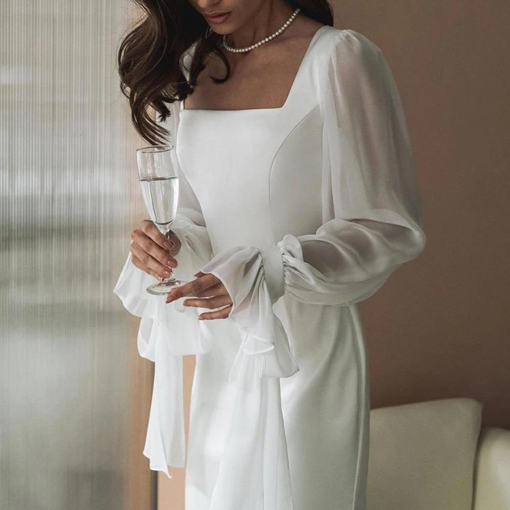 Flowing Fitted Full-Length Maxi Dress with Square Neck for Women