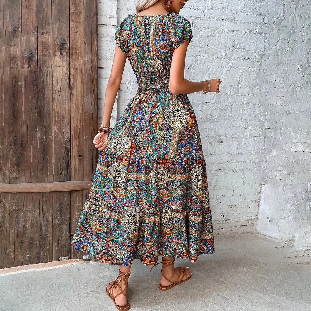 Flowing Full-Length Boho Maxi Dress for Women