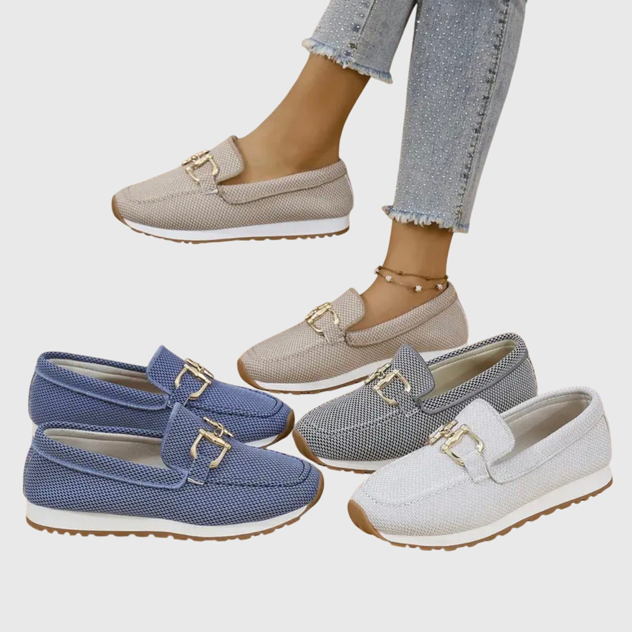 Platform Loafers with Gold Buckle for Women