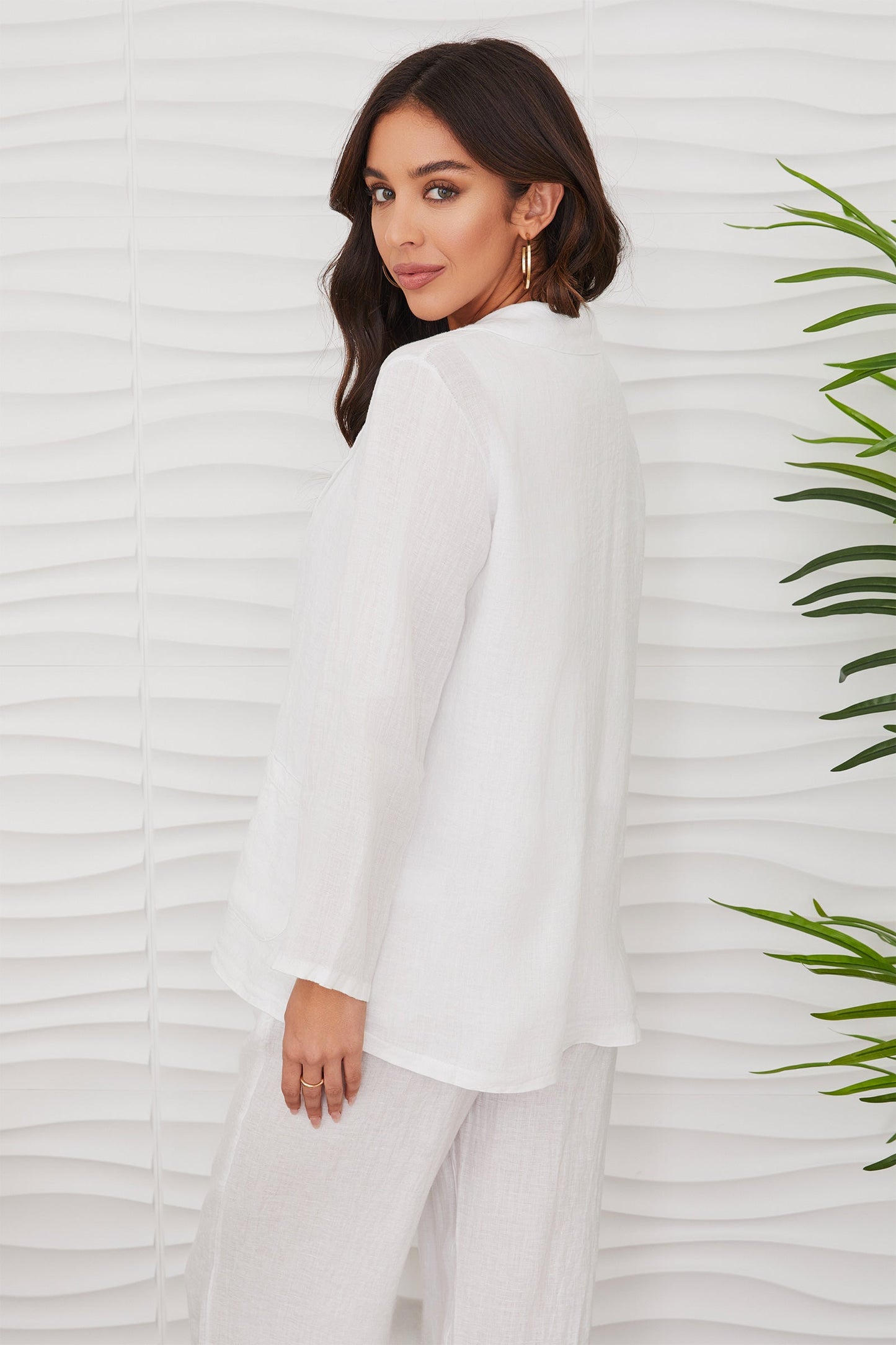 Linen Blazer Boyfriend Fit Crinkle Finish for Women