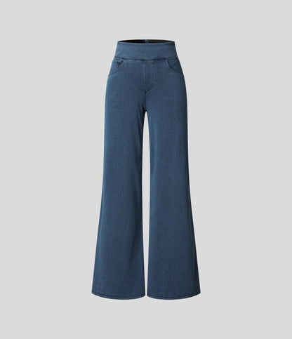 Wide Leg Trousers High Waisted Elasticated Waistband for Women