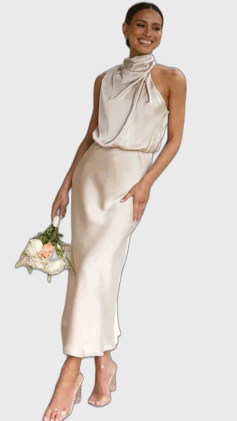 Backless Fitted Full-Length Maxi Dress with Open Back for Women