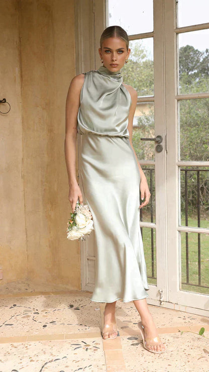Backless Fitted Full-Length Maxi Dress with Open Back for Women