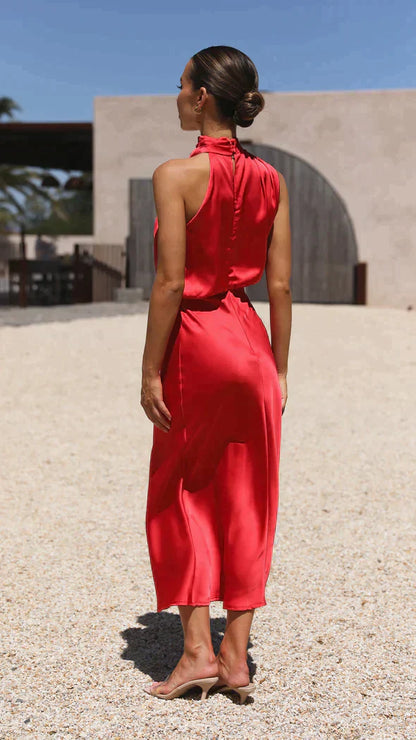 Backless Fitted Full-Length Maxi Dress with Open Back for Women