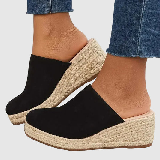 Wedge Espadrilles with Jute Sole in Black Khaki and Blue for women