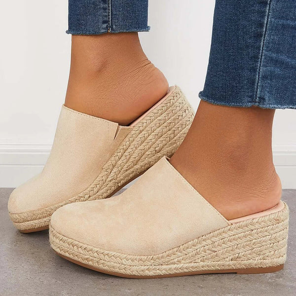 Wedge Espadrilles with Jute Sole in Black Khaki and Blue for women
