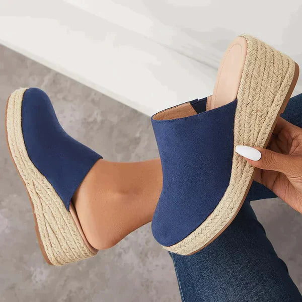 Wedge Espadrilles with Jute Sole in Black Khaki and Blue for women