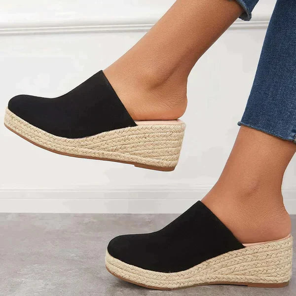 Wedge Espadrilles with Jute Sole in Black Khaki and Blue for women