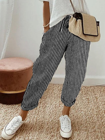 Striped Wide Leg Trousers for Women