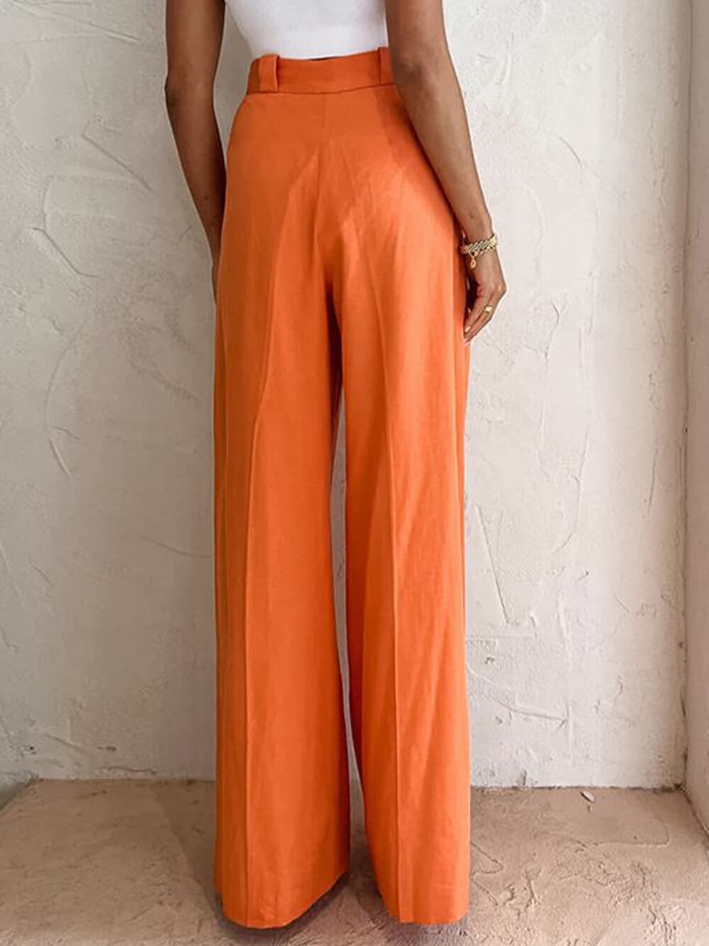 Wide Leg Trousers High Waist Pleated Front for Women