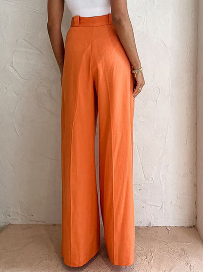 Wide Leg Trousers High Waist Pleated Front for Women