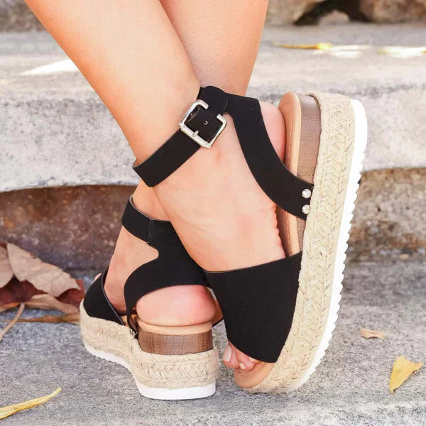 Leopard Print Flat Sandals with Ankle Strap Detail for Women