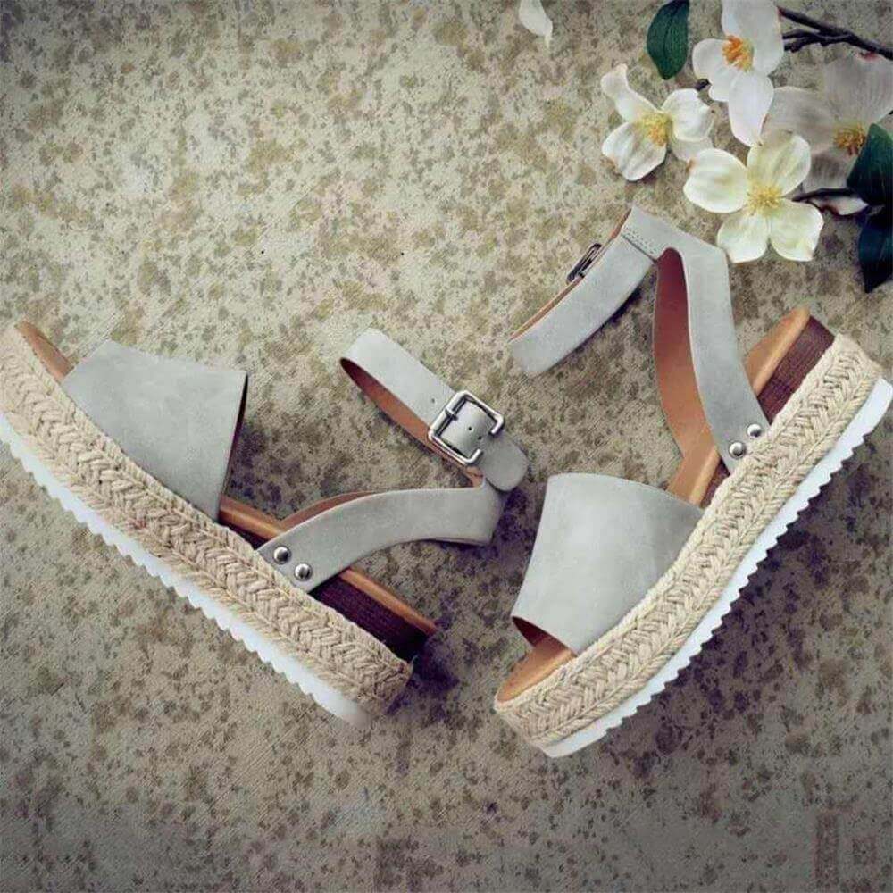 Leopard Print Flat Sandals with Ankle Strap Detail for Women