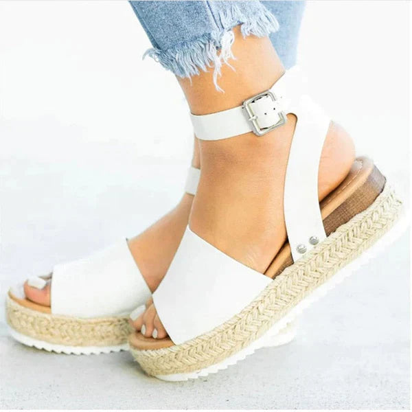 Leopard Print Flat Sandals with Ankle Strap Detail for Women