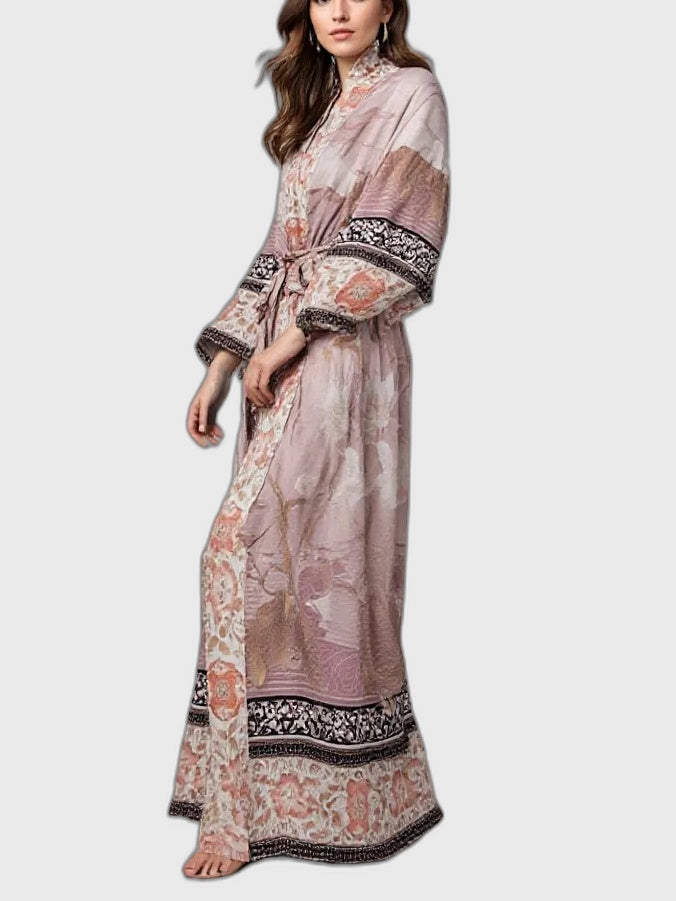 Floral Flowing Loose Fit Maxi Dress with Wide Sleeve for Women