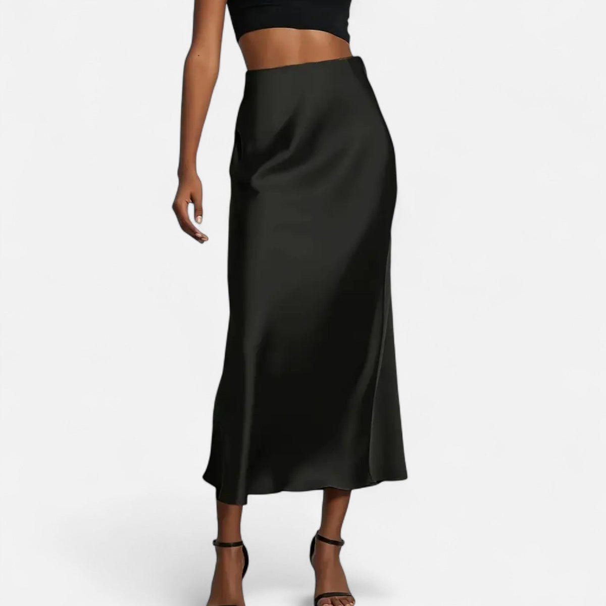 Satin Midi Skirt High Waist for women