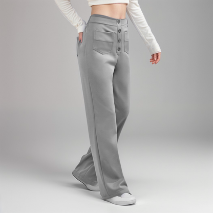 High Waisted Wide Leg Trousers with Sculpted Fit for Women