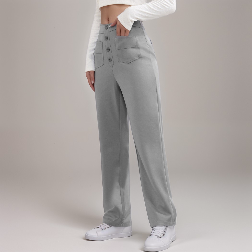 High Waisted Wide Leg Trousers with Sculpted Fit for Women