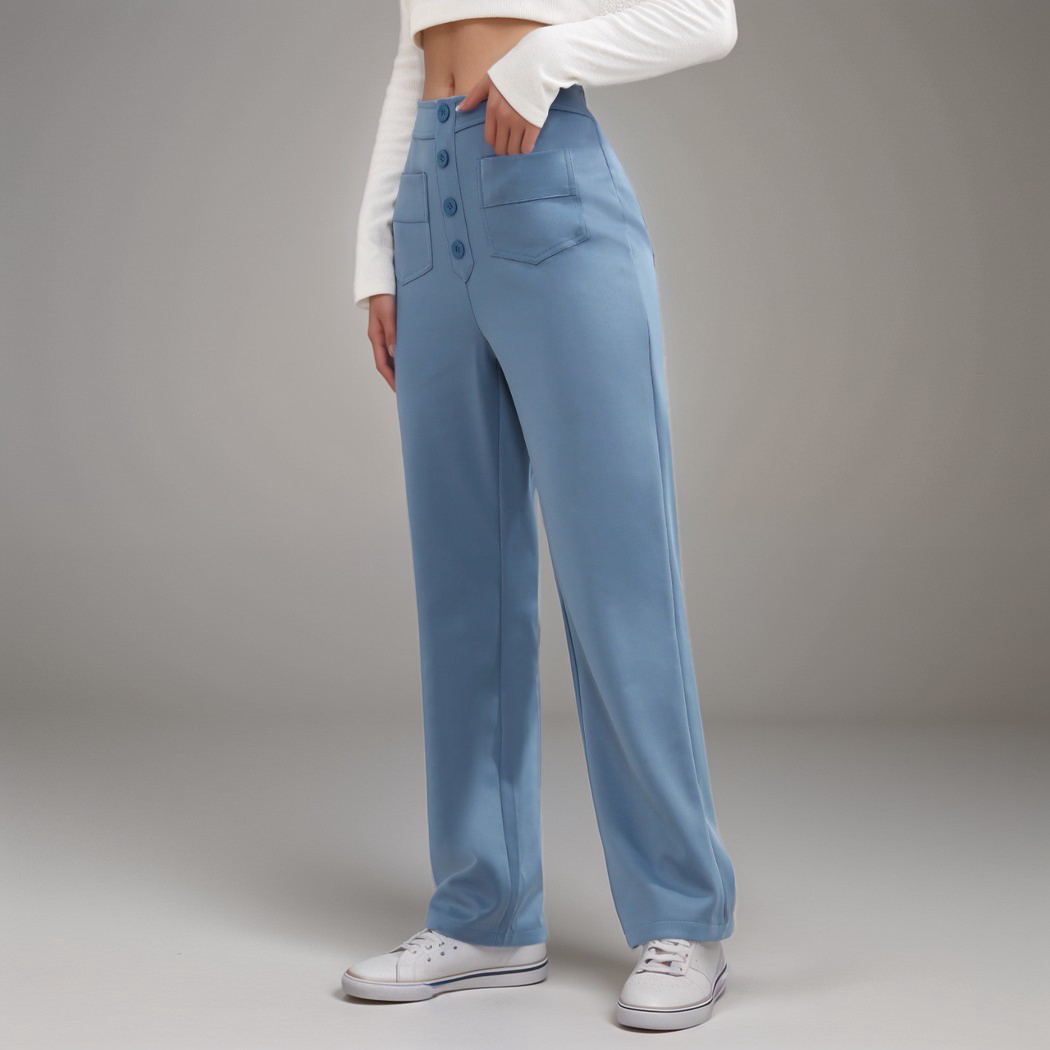 High Waisted Wide Leg Trousers with Sculpted Fit for Women