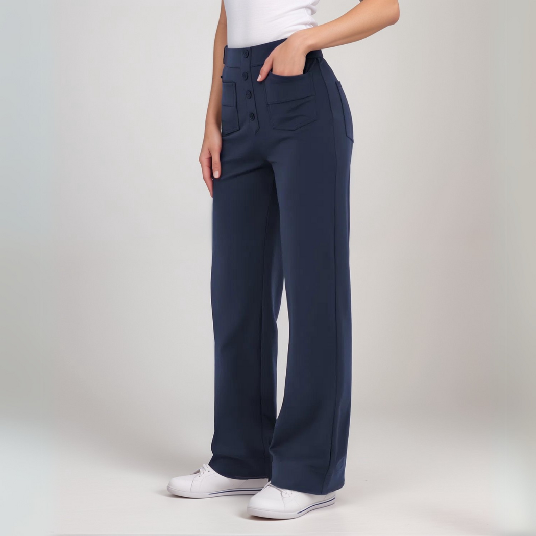 High Waisted Wide Leg Trousers with Sculpted Fit for Women