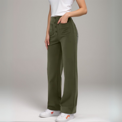 High Waisted Wide Leg Trousers with Sculpted Fit for Women