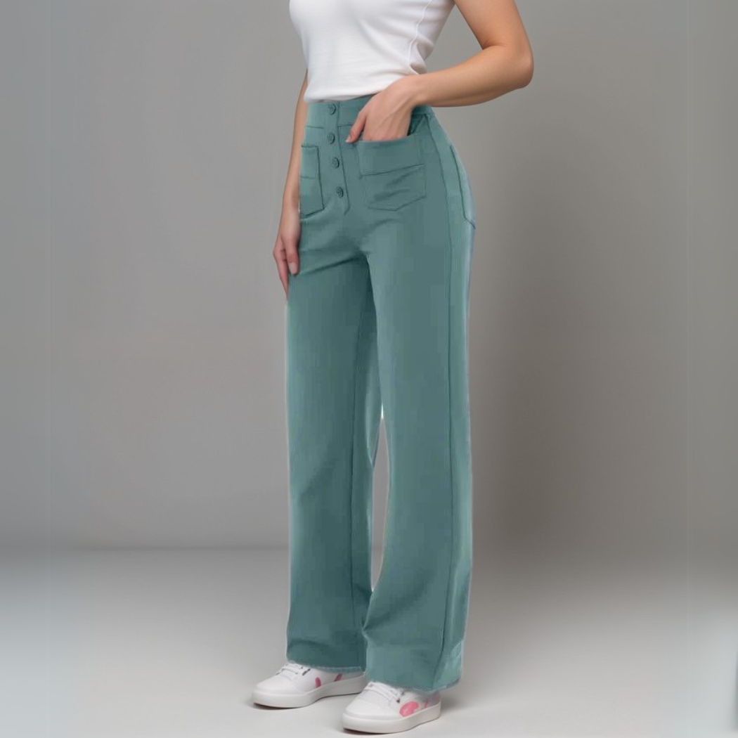 High Waisted Wide Leg Trousers with Sculpted Fit for Women