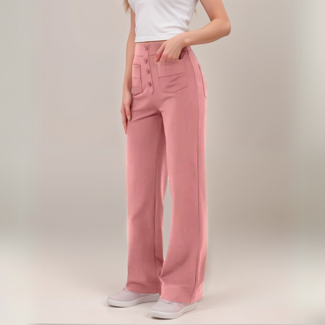 High Waisted Wide Leg Trousers with Sculpted Fit for Women