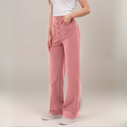 High Waisted Wide Leg Trousers with Sculpted Fit for Women