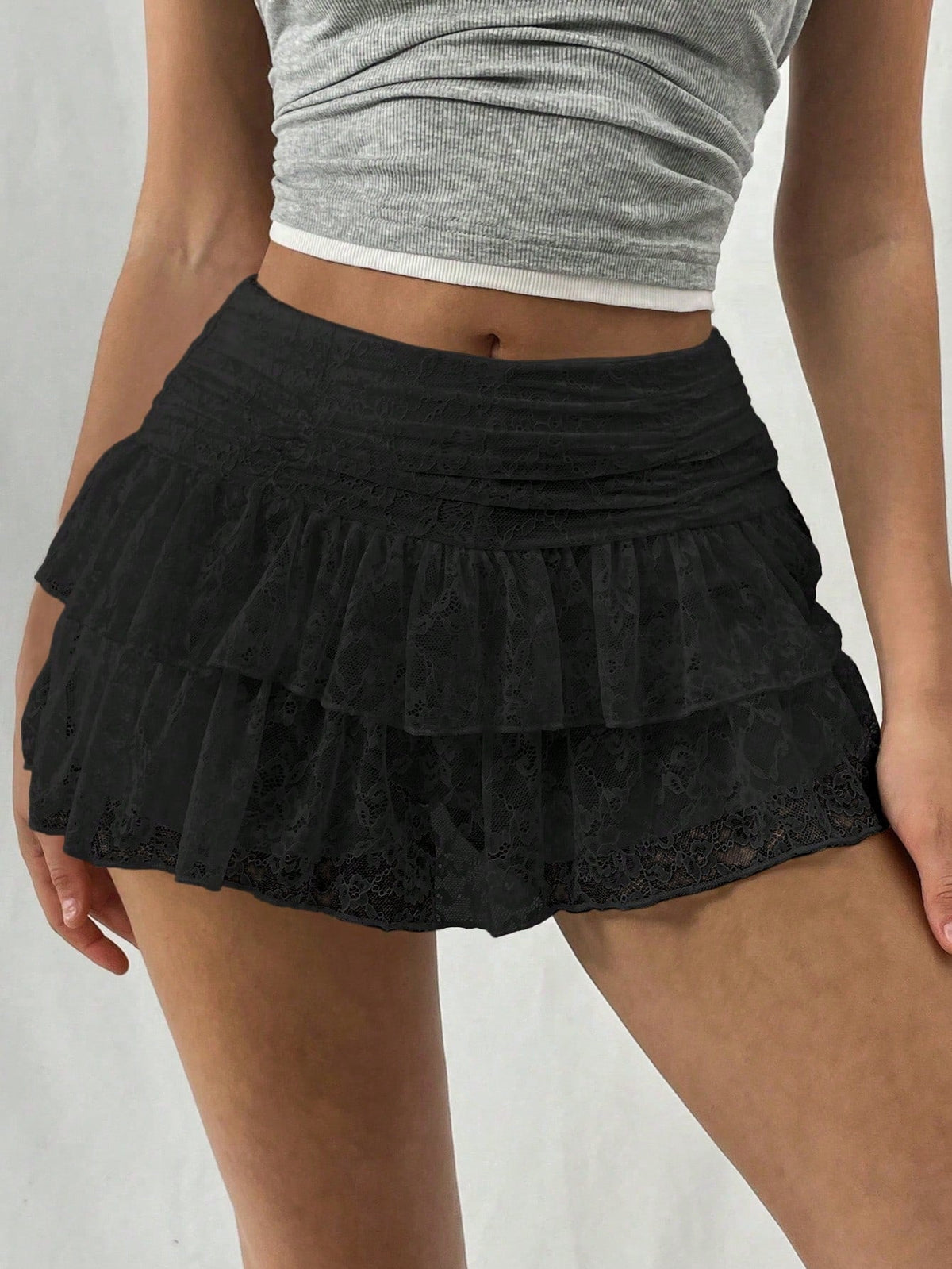 Lace Midi Skirt Floral Detail Summer Skirt for Women