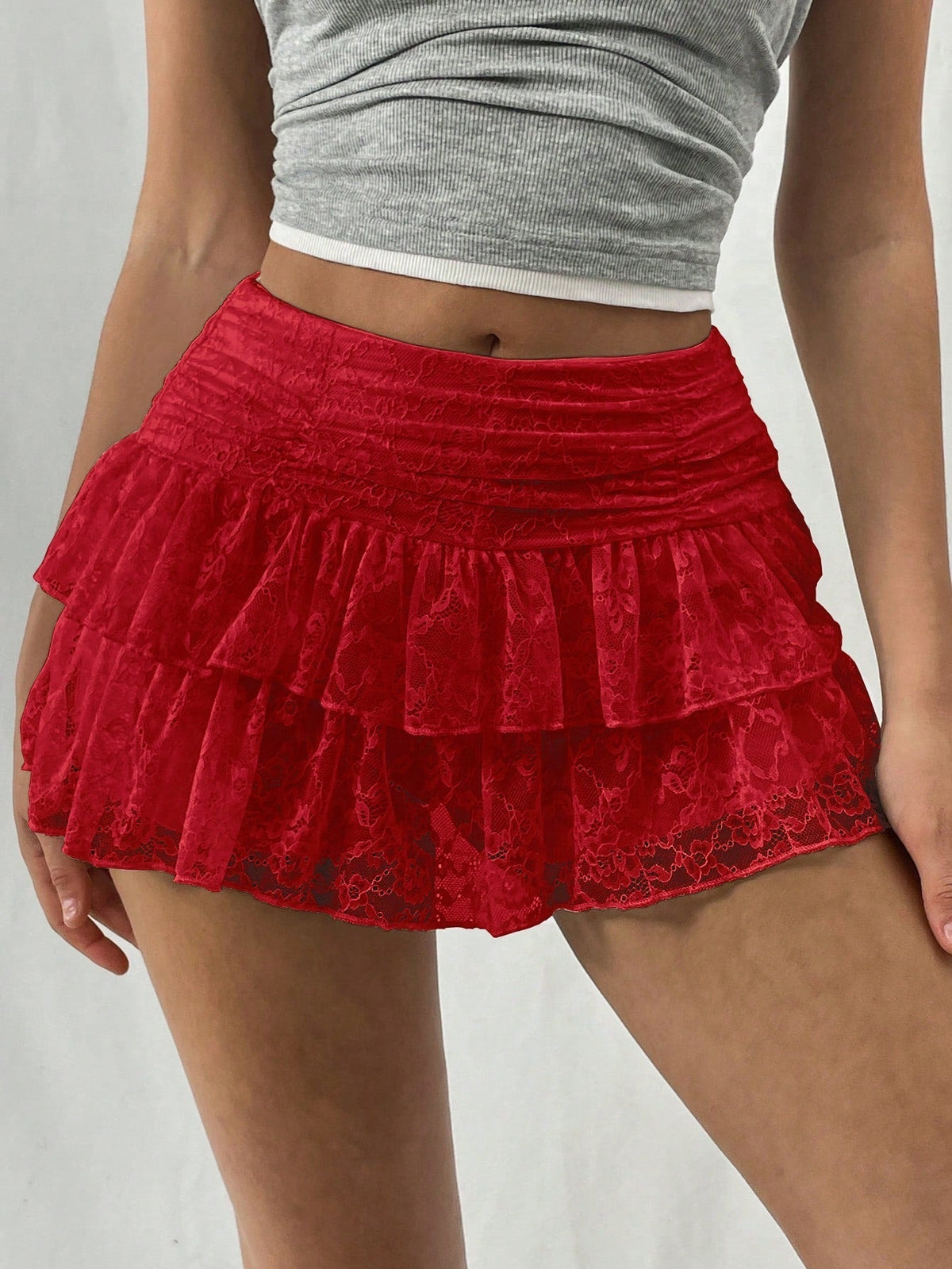Lace Midi Skirt Floral Detail Summer Skirt for Women