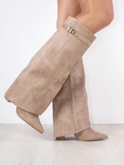 Fold-Over Boots with Golden Detail