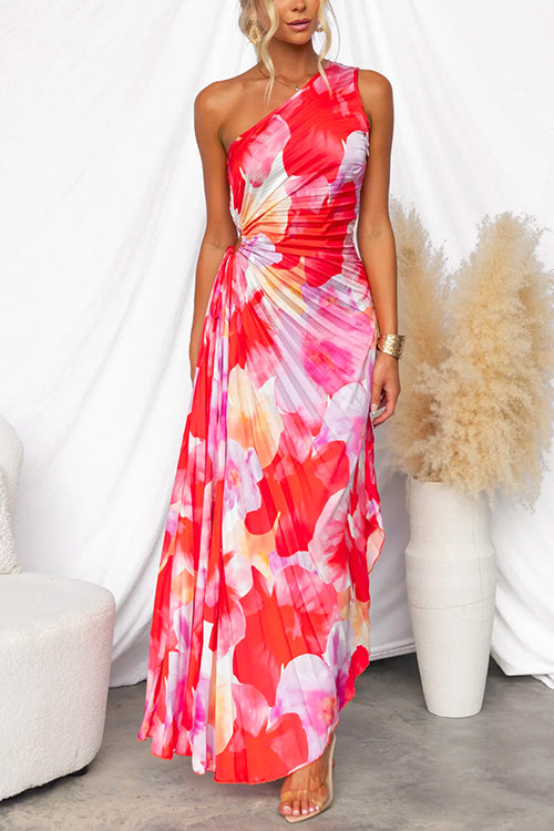 Pleated Summer Midi Dress with Flowing for Women
