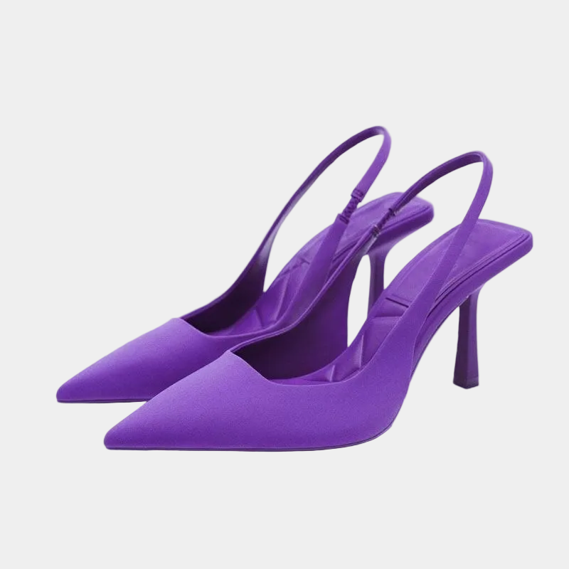 Kitten Heel Slingback Shoes Pointed Toe Slip-On Heels for Women