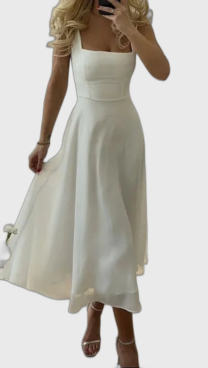 Square Neck Sleeveless Midi Dress for Women