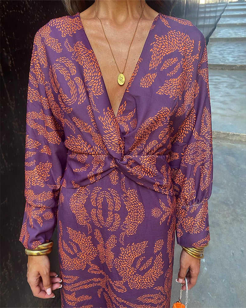 Printed Flowing Midi Dress for Women