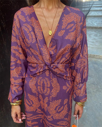 Printed Flowing Midi Dress for Women