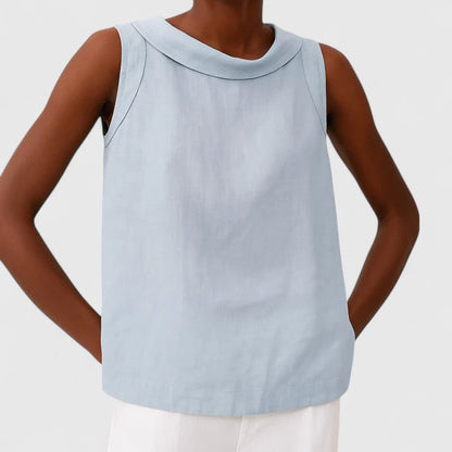 Linen Relaxed Fit Sleeveless Top for Women