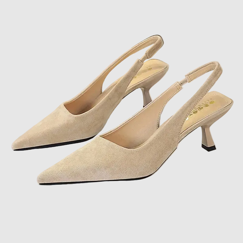 Pointed Toe Kitten Heel Slingback Shoes in Multiple Colours for Women