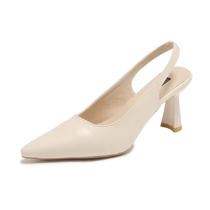 Pointed Toe Kitten Heel Mule Shoes in Black Beige and Apricot for Women