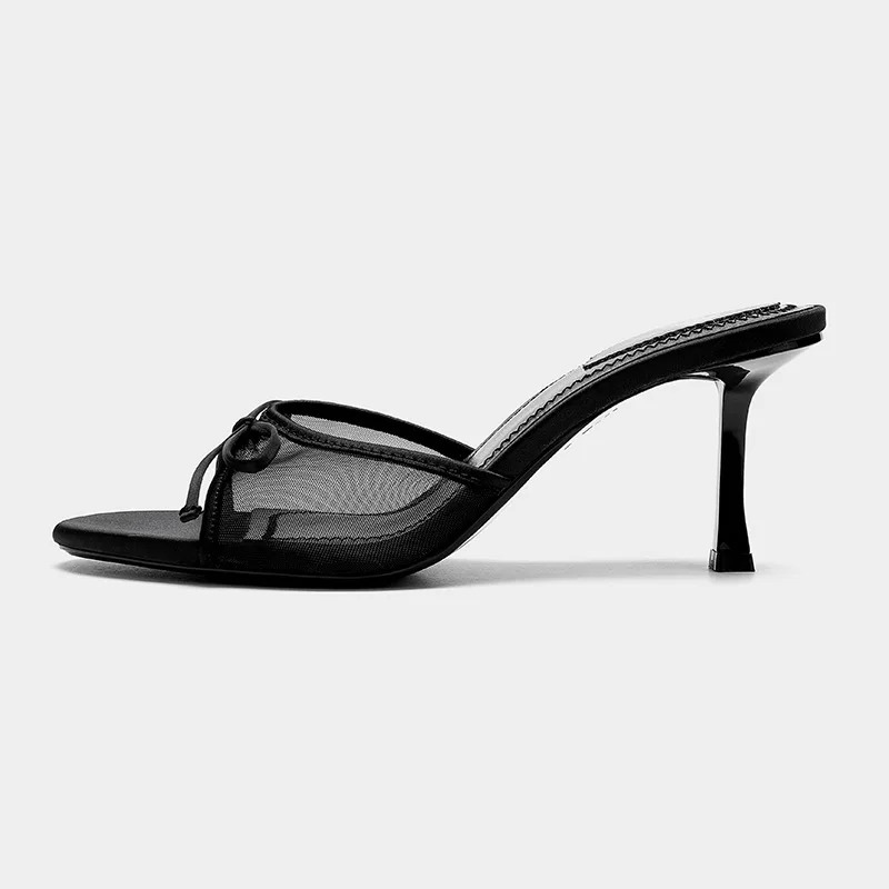 Open Toe Kitten Heel Mule Sandals for Women
