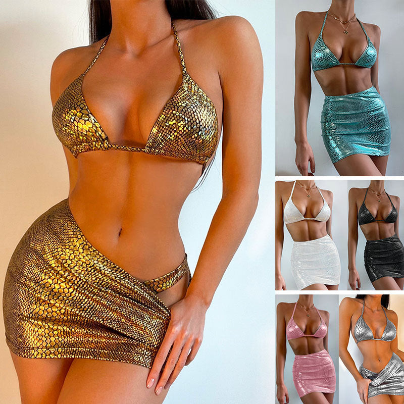 Metallic Sleeveless Two Piece Set for Women