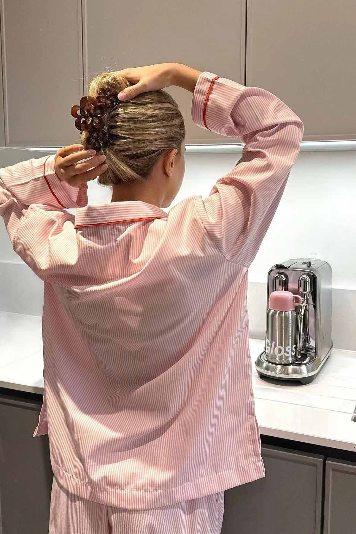 Heart Print Full-Length Two Piece Set with Long Sleeve for Women