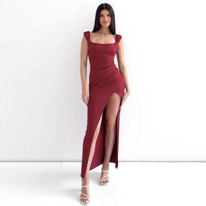Flowing Full-Length Elegant Maxi Dress with Sleeveless for Women