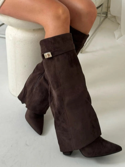 Fold-Over Boots with Golden Detail