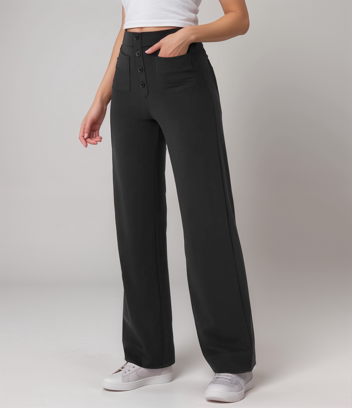 High Waisted Wide Leg Trousers with Sculpted Fit for Women