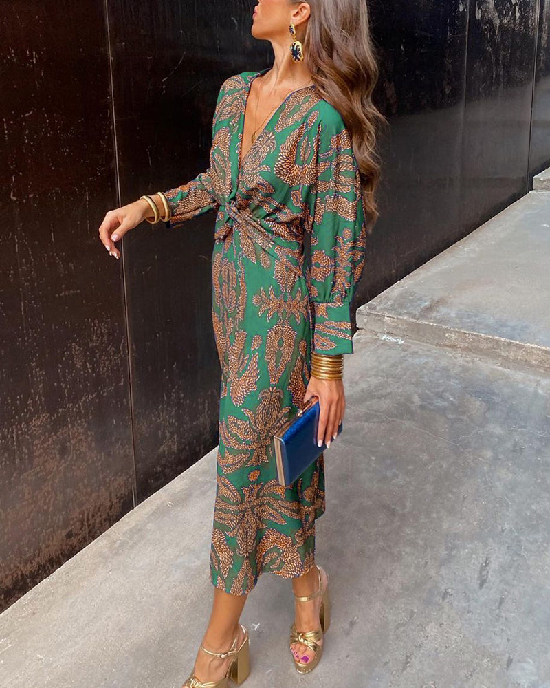 Printed Flowing Midi Dress for Women