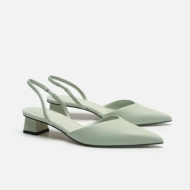 Kitten Heel Slingback Shoes with Pointed Toe for Women