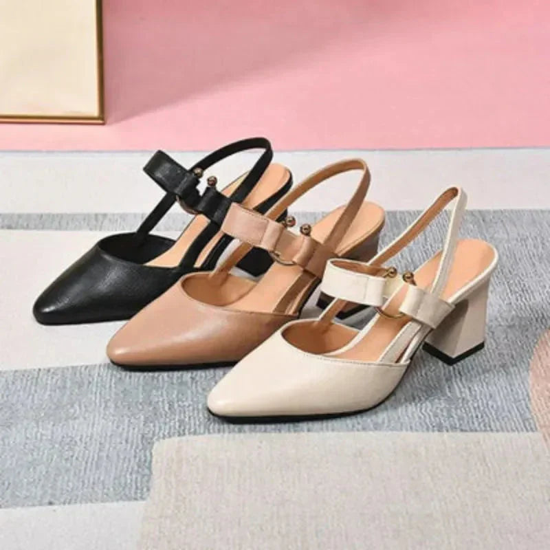 Pointed Toe Slingback Heels with Open Back for Women