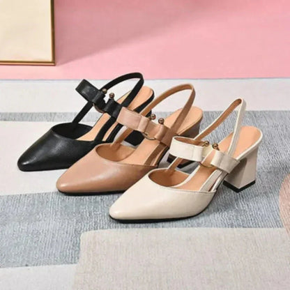 Pointed Toe Slingback Heels with Open Back for Women