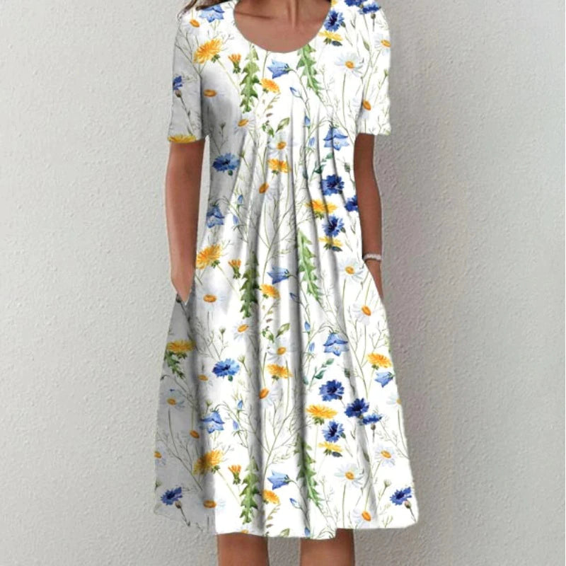 Floral A-Line Flared Maxi Dress with Sleeveless for Women